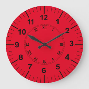 Large Red Kitchen Wall Clock