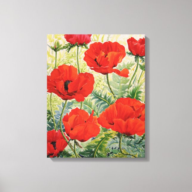 Large Red Poppies Canvas Print (Front)