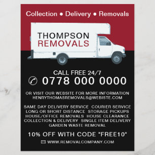 Large Removal Van, Removal Company Advertising Flyer