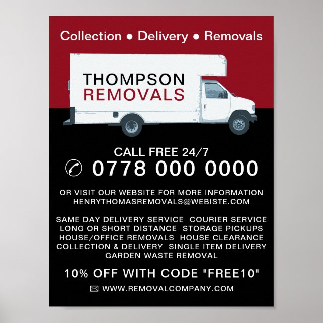 Large Removal Van, Removal Company Advertising Poster (Front)