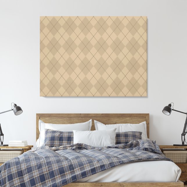 Large Retro Argyle Wall Art (Insitu(Bedroom))