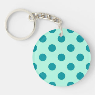 Large retro dots - aqua and turquoise keychain