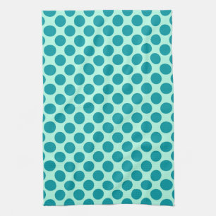 Large retro dots - aqua and turquoise kitchen towel
