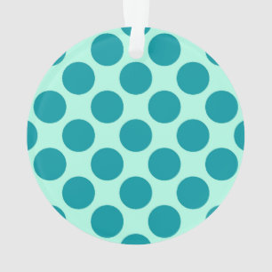 Large retro dots - aqua and turquoise ornament