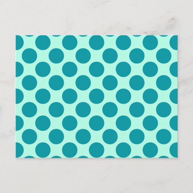 Large retro dots - aqua and turquoise postcard (Front)