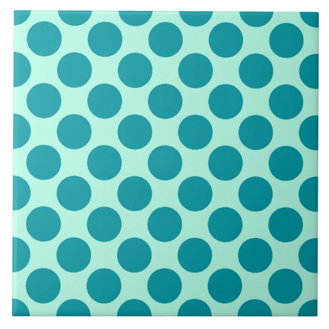 Large retro dots - aqua and turquoise tile (Front)