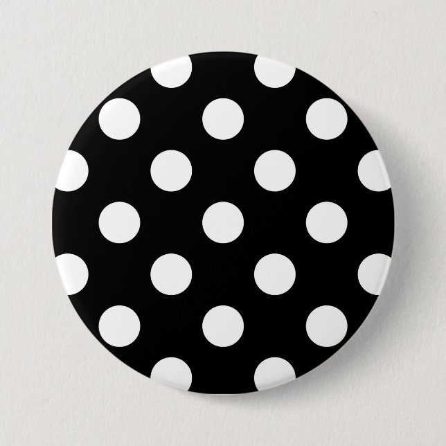 Large retro dots - black and white 3 inch round button (Front)