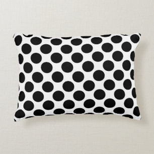 Large retro dots - black and white decorative pillow