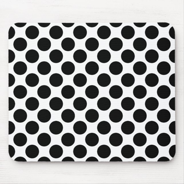 Large retro dots - black and white mouse pad (Front)