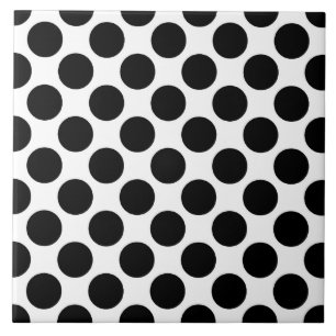 Large retro dots - black and white tile