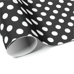 Large retro dots - black and white wrapping paper
