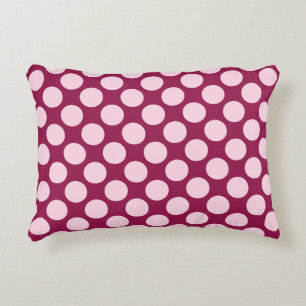 Large retro dots - burgundy and shell pink accent pillow