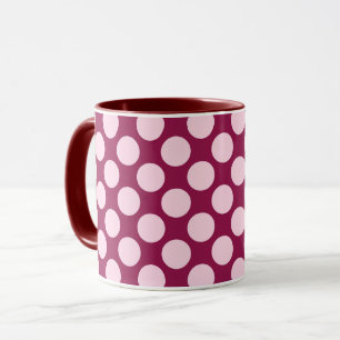 Large retro dots - burgundy and shell pink mug
