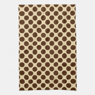 Large retro dots - chocolate brown and tan kitchen towel