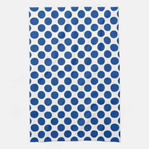 Large retro dots - cobalt blue and white kitchen towel