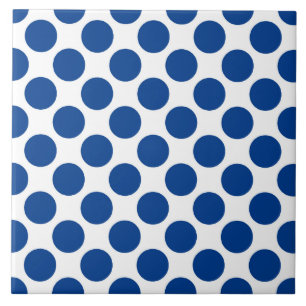 Large retro dots - cobalt blue and white tile