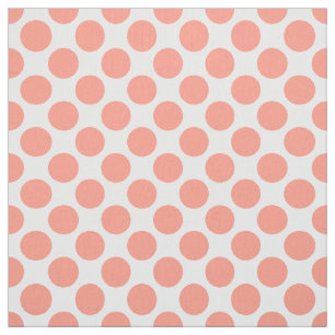 Large retro dots - coral pink and white fabric