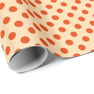 Large retro dots - mandarin and pale orange wrapping paper