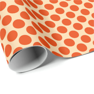 Large retro dots - mandarin and pale orange wrapping paper