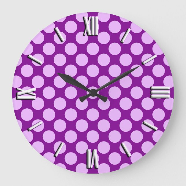 Large retro dots - orchid and purple clock (Front)