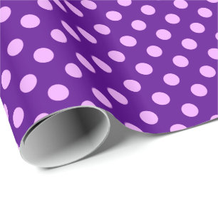Large retro dots - orchid on purple wrapping paper