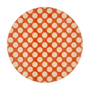 Large retro dots - pale orange and mandarin cutting board