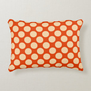 Large retro dots - pale orange and mandarin decorative pillow