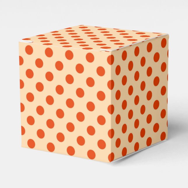 Large retro dots - pale orange and mandarin favor box (Front Side)