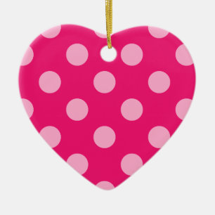 Large retro dots - pink on a hot pink background ceramic ornament