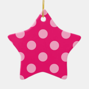 Large retro dots - pink on a hot pink background ceramic ornament