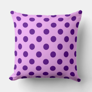 Large retro dots - purple and orchid throw pillow