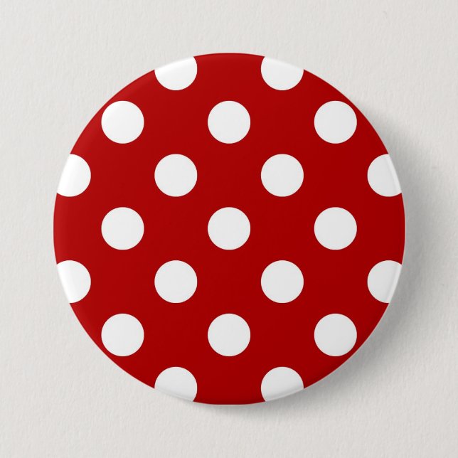 Large retro dots - red and white 3 inch round button (Front)