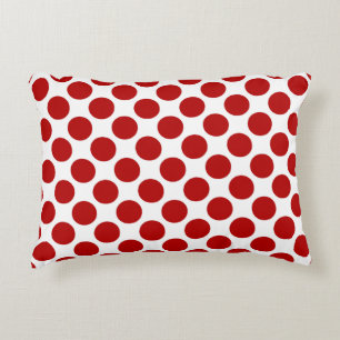 Large retro dots - red and white accent pillow