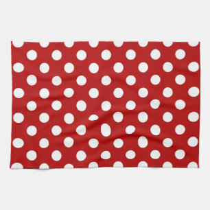 Large retro dots - red and white kitchen towel