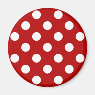 Large retro dots - red and white magnet