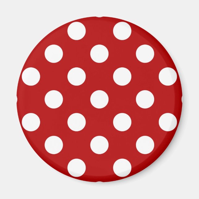 Large retro dots - red and white magnet (Front)