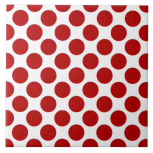 Large retro dots - red and white tile