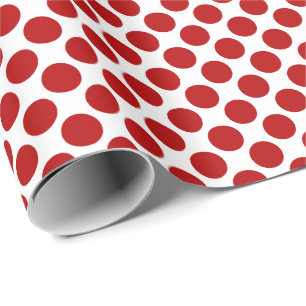 Large retro dots - red and white wrapping paper