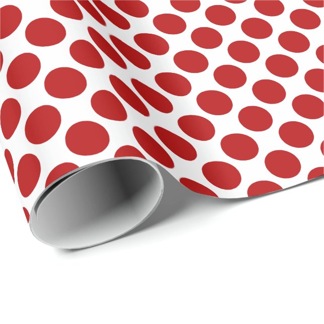 Large retro dots - red and white wrapping paper (Roll Corner)