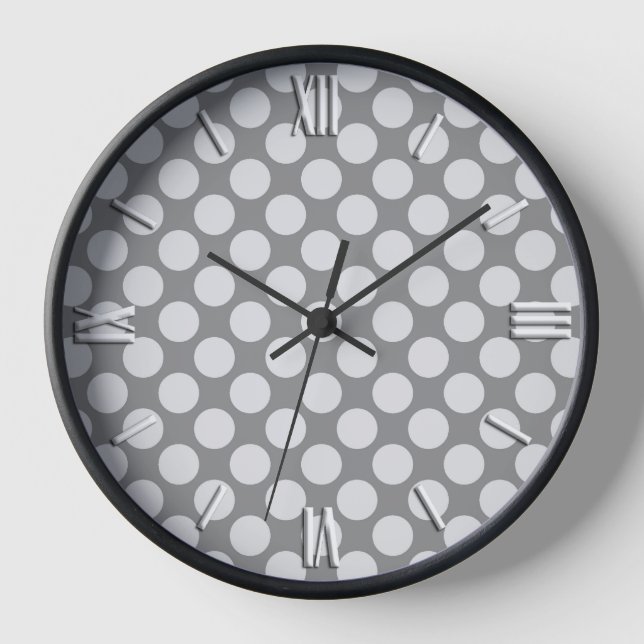 Large retro dots - shades of grey / grey clock (Front)
