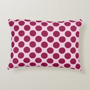 Large retro dots - shell pink and burgundy decorative pillow