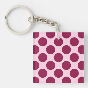 Large retro dots - shell pink and burgundy keychain