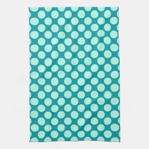 Large retro dots - turquoise and aqua kitchen towel