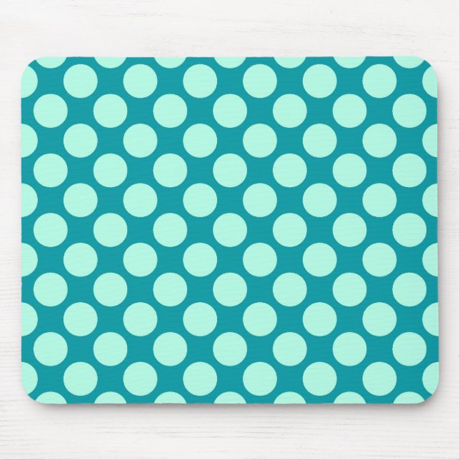 Large retro dots - turquoise and aqua mouse pad (Front)