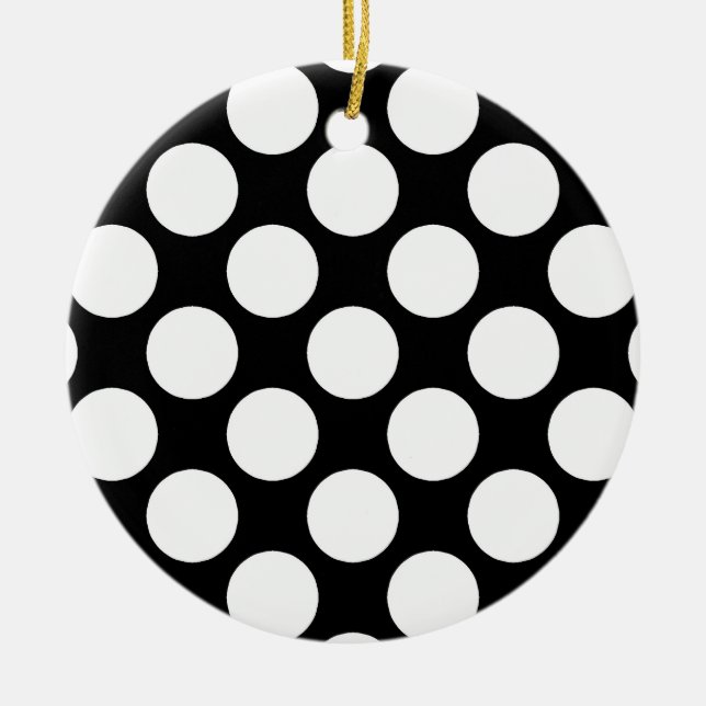 Large retro dots - white and black ceramic ornament (Front)