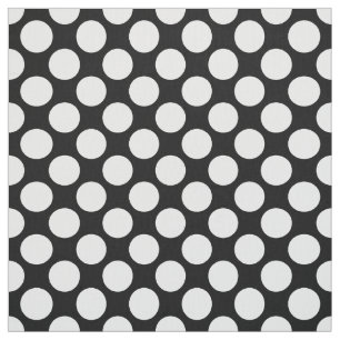 Large retro dots - white and black fabric