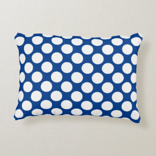 Large retro dots - white and cobalt blue accent pillow