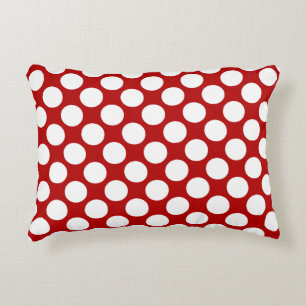 Large retro dots - white and red decorative pillow
