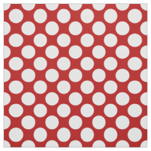 Large retro dots - white and red fabric