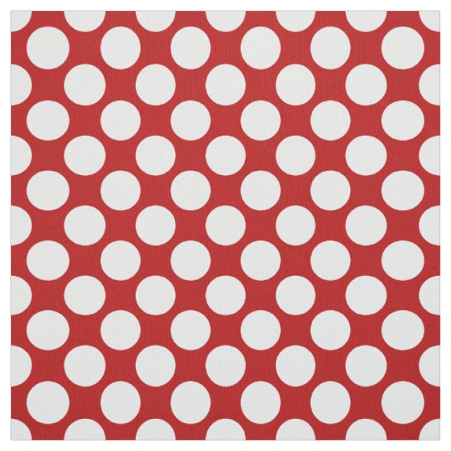 Large retro dots - white and red fabric (Swatch)